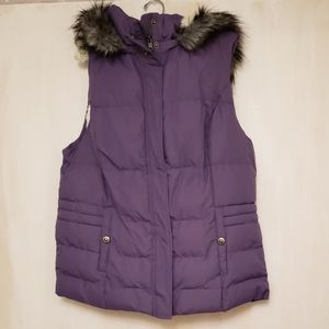GreenTea Sherpa Puffer Vest W/ Faux Fur Trim